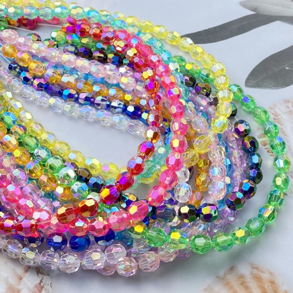 Jmassyang 400 Pieces 8mm Glossy Acrylic Faceted Beads AB Color Crystal Round Plastic Spacer Crafts Bead for DIY Necklaces Bracelets Earrings Jewelry Making Bead Curtains Home Decoration(Green AB) - Image 4