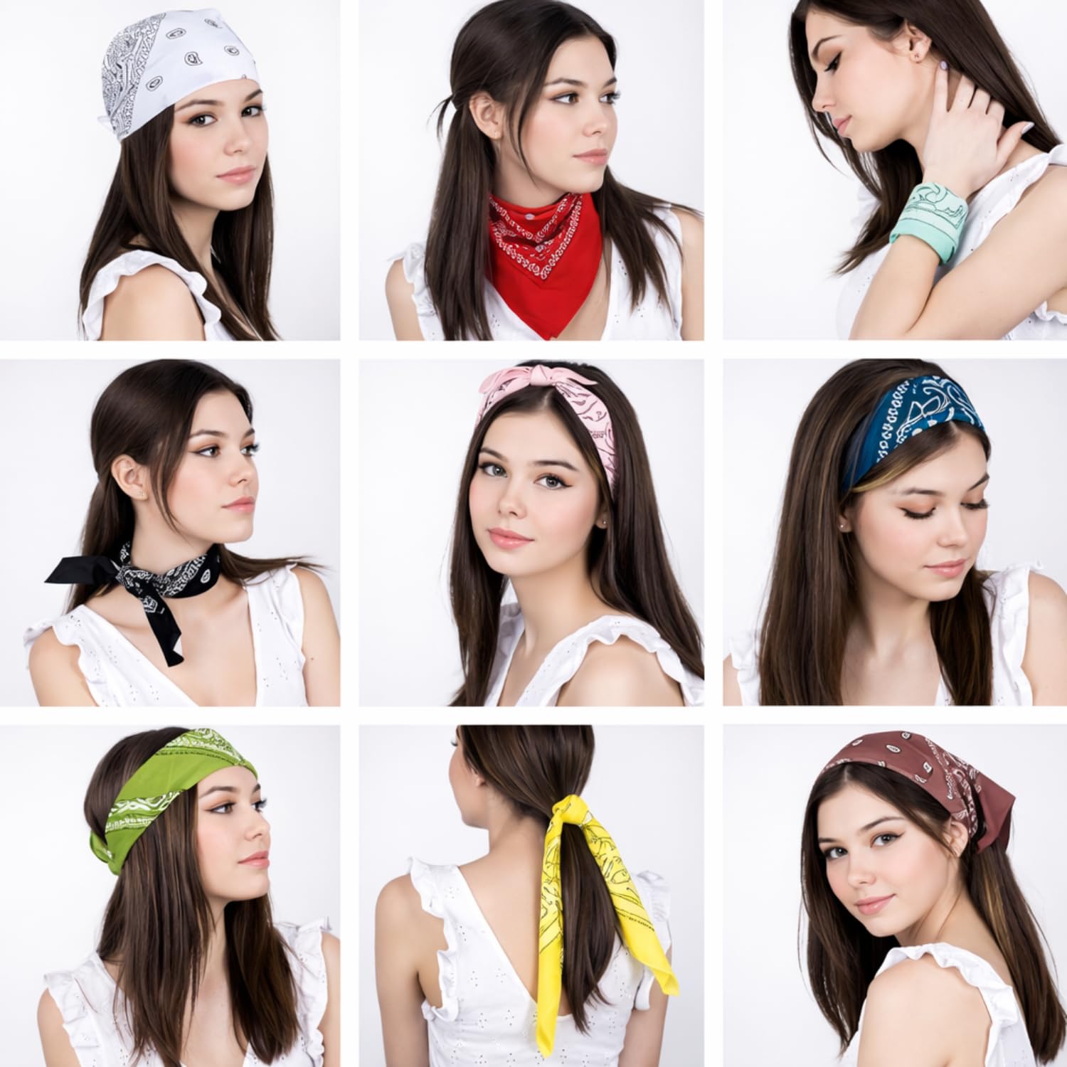 EUROXANTY Bandana 100% de algodón, Bandana con estampado Paisley, Pañuelo para hombre y mujer, Pañuelo para la cabeza, Unisex, 53 x 53 cm, 20 Colores Exclusivos