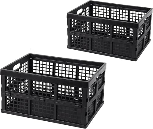 Miniatura 5 de KUYYFDS Cajón plegable de plástico plegable de 39 litros con asa apilable para leche, contenedor organizador para juguetes, alimentos, ropa,