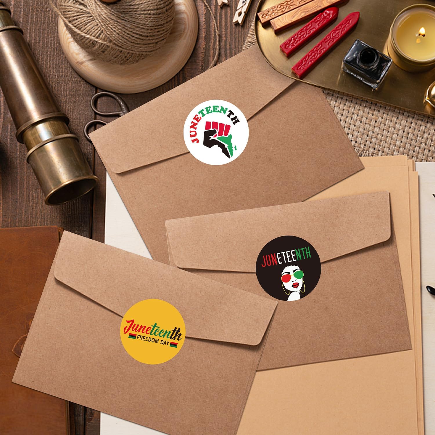 WATINC Juneteenth Stickers Roll - 1000Pcs June 19th Freedom Day Sticker Independence Day Celebration Patriotic Circle Decals, African Afro American Festival Theme Party Supplies Decoration Favors