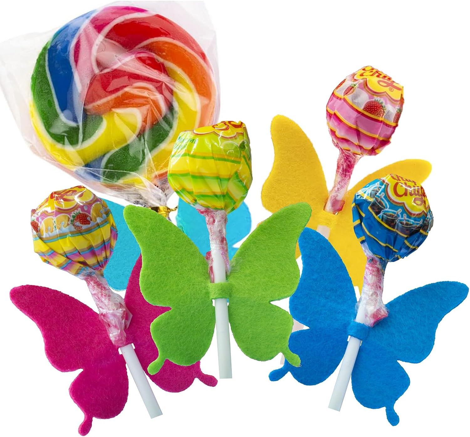 Summer-Ray 100pcs Colorful Felt Butterfly Lollipop Tag/Candy Holder for Parties image 2