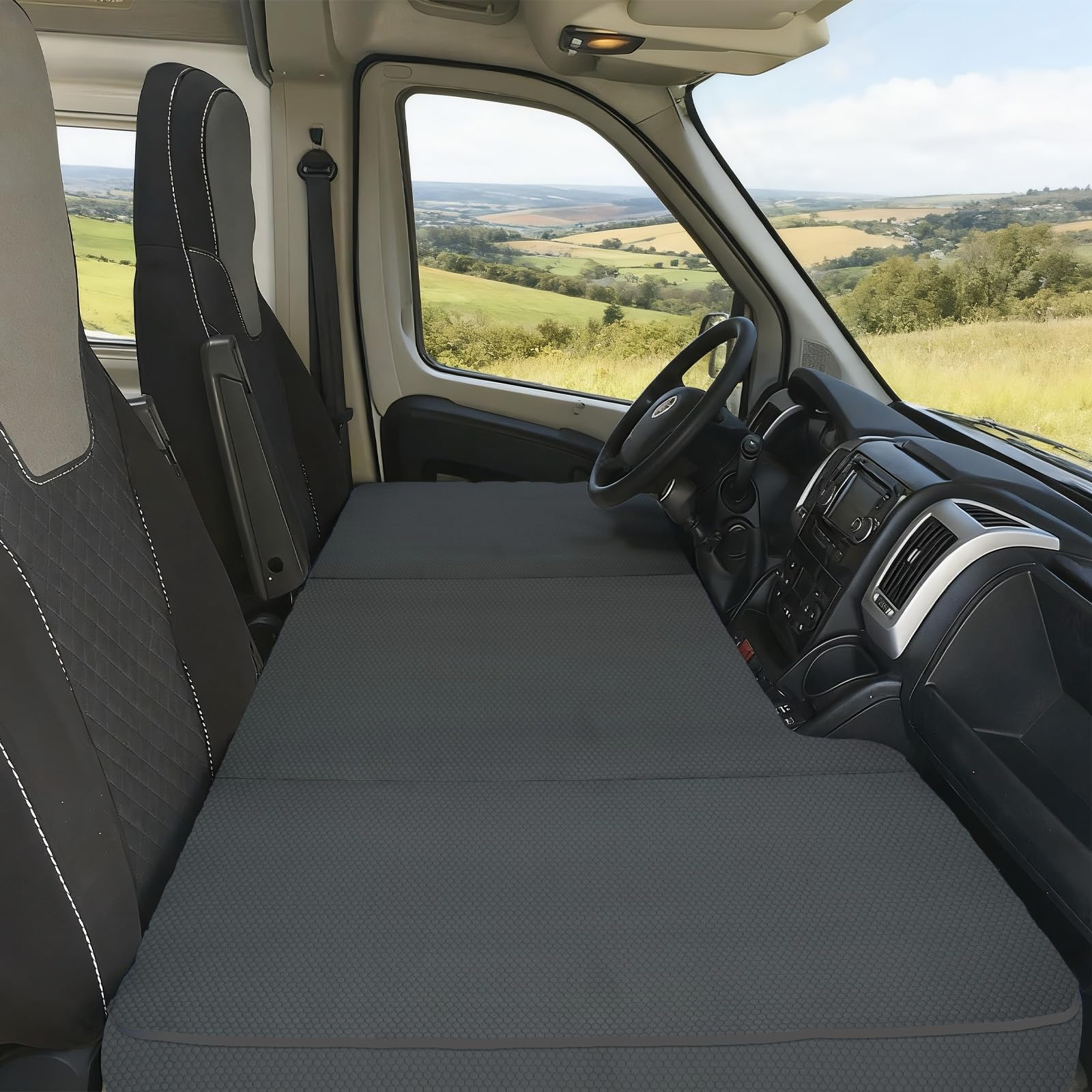 Dicke Kühlfühltechnologie Eisig&atmungsaktive Faltbare Fahrzeugmatratze kompatibel mit FIAT Ducato Citroen Jumper Peugeot Boxer Typ250 Camper(2002–2026)tragbare Klappmatratze Wohnmobil Camping Zubehör