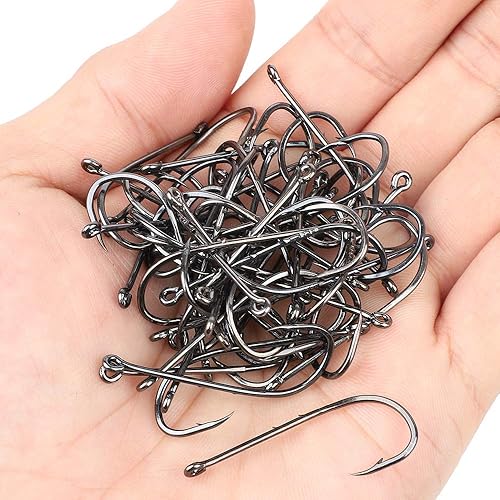 Miniatura 7 de DONQL Ganchos de soporte de cebo, 600 piezas de ganchos de pesca de púas 3#-12 # Kit de anzuelos de pesca con mosca, accesorios de pesca con mosca,