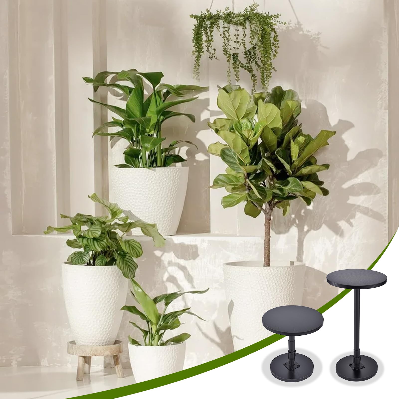 Rialzi per piante regolabili in altezza, confezione da 2, riempitivi e inserti per vasi grandi da 45 a 80 cm, adatti a base/top da 15,2 cm, 20,2 cm, per fioriere rotonde e quadrate alte da