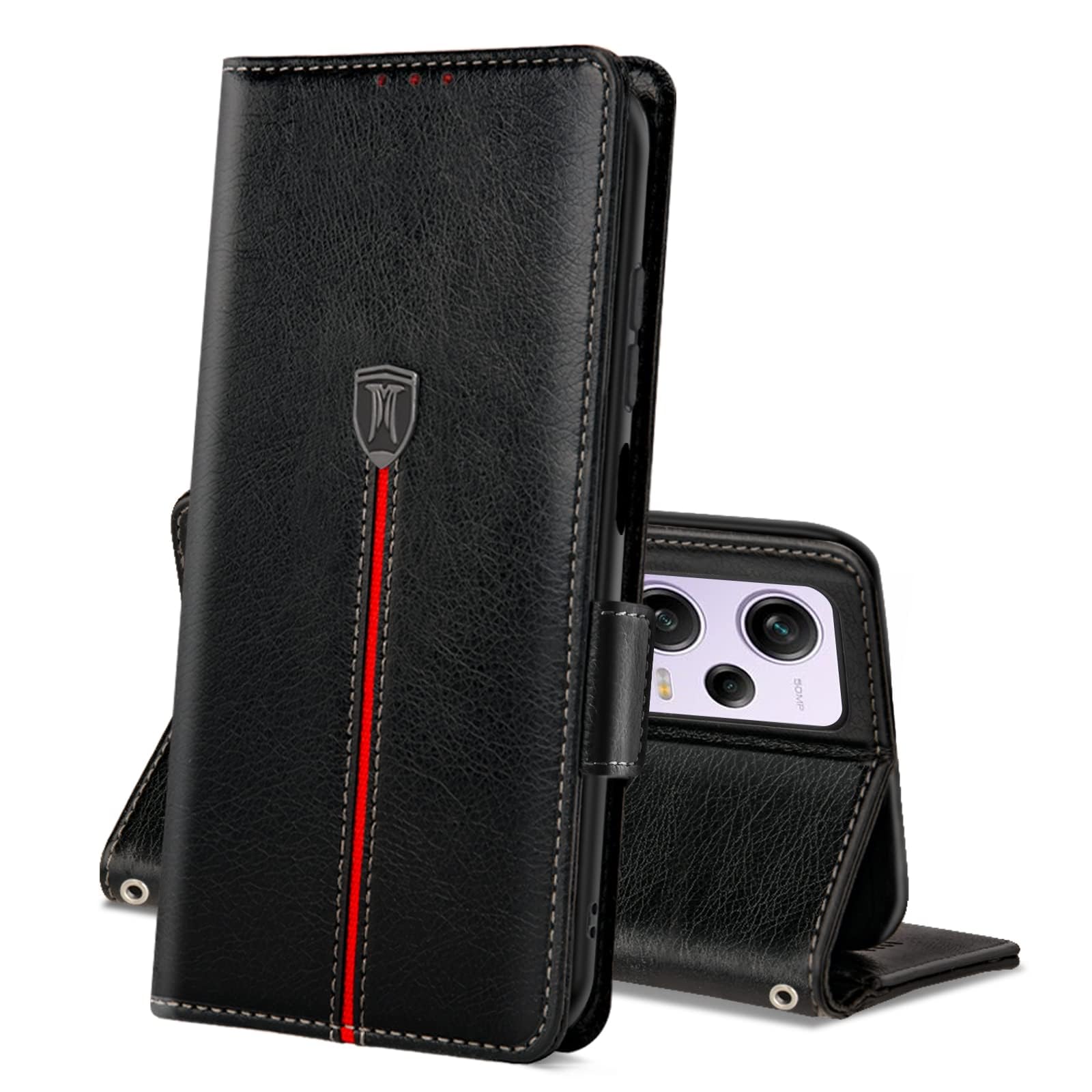Custodia Portafoglio In Pelle Premium Per Xiaomi Poco X5 Pro 5G - RonRun - Nero Con Slot Carte E Supporto Magnetico
