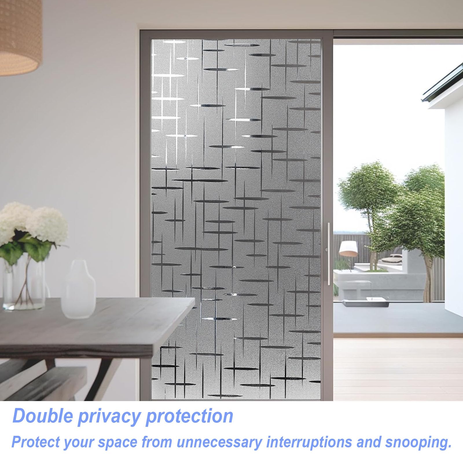 Fensterfolie Blickdicht Selbsthaftende 95 x 160 cm Statische Ohne Klebstoff Milchglasfolie Anti-Uv Geeignet Milchglasfolie Selbstklebend für Badezimmer, Umkleide, Doji