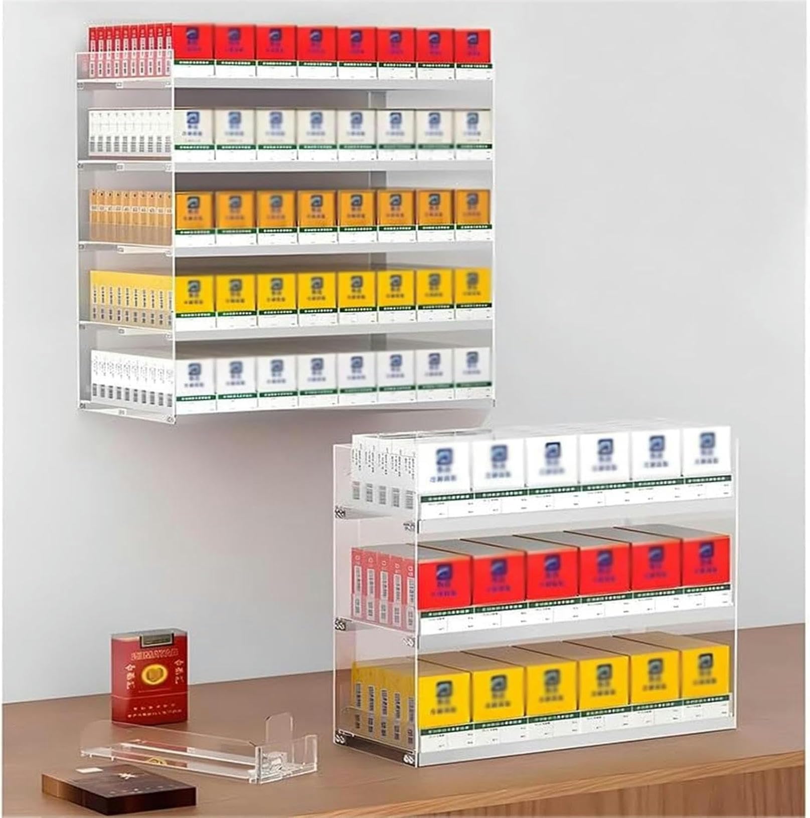 Vitrinas de exhibición minoristas de cigarrillos transparentes para evitar el desorden