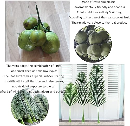 Miniatura 5 de Árbol artificial grande de simulación de árbol de coco, planta verde tropical, planta falsa en maceta, decoración de piso de cocotero, palmera, 13.1