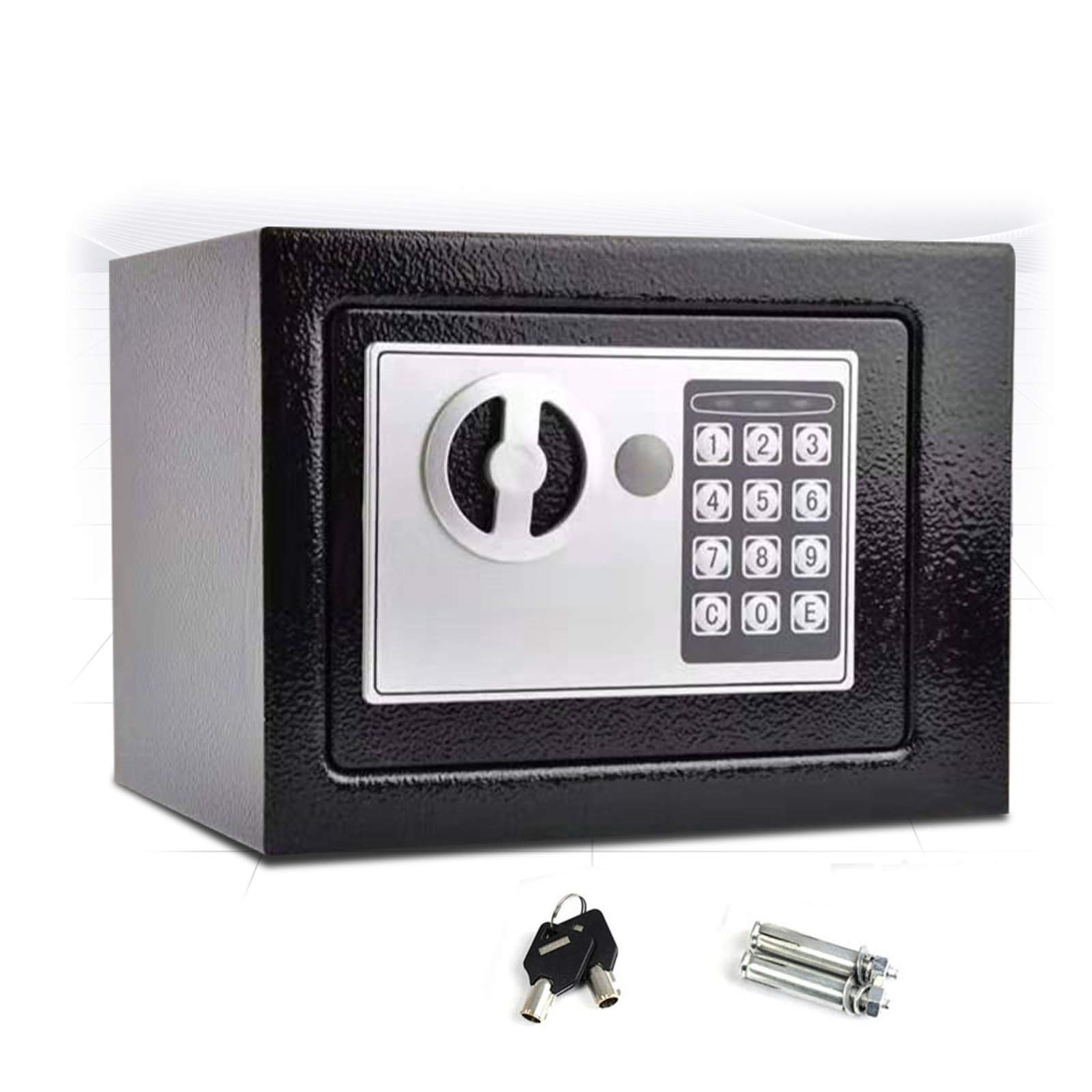 Xinng Black 4.6L Small Digital Safe Box 23X17x17cm Security Steel Electronic Safety Box With Two Override Keys Pin Number Code Wall Floor Mounted For Home Office Store Money Cash
