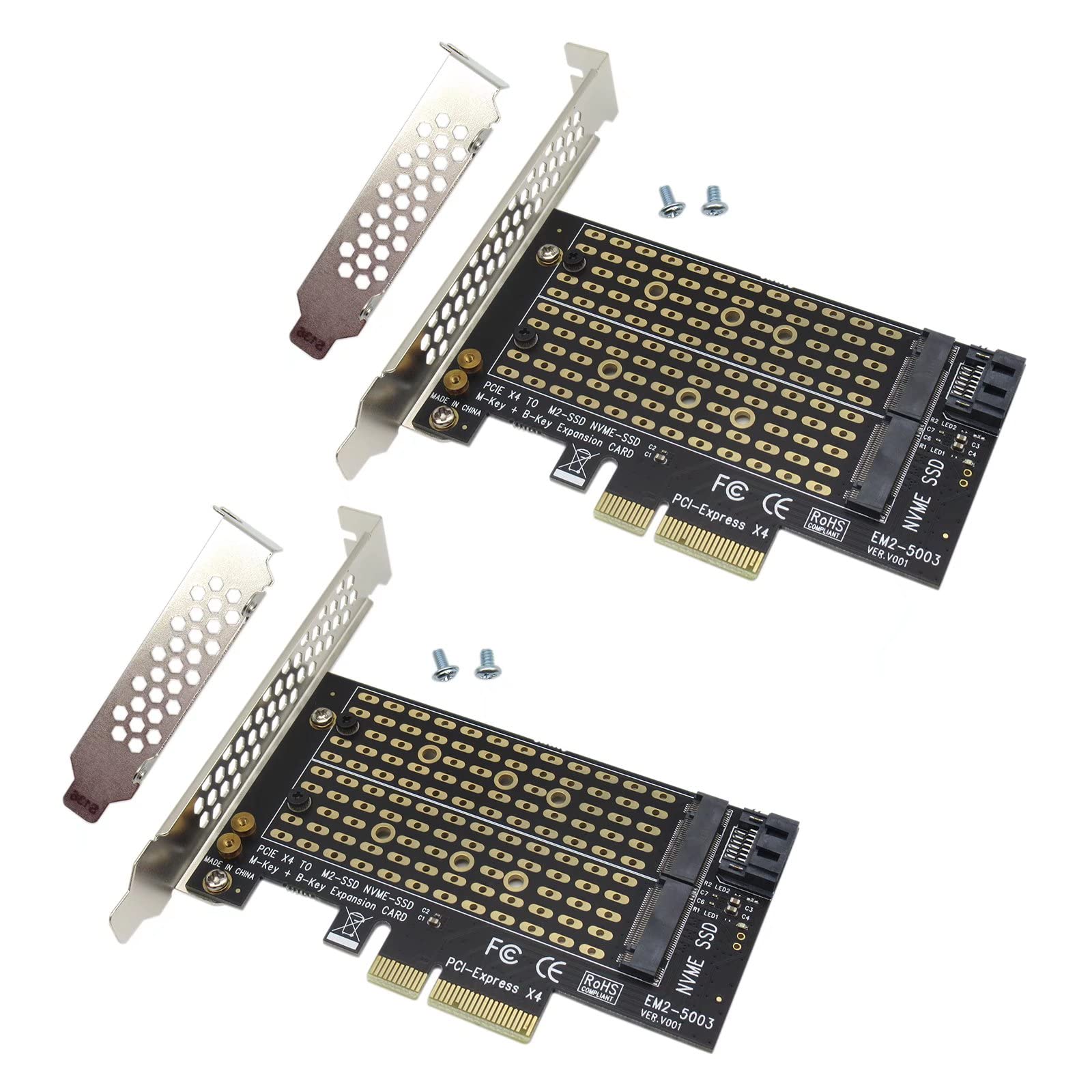 @0209様用 Amazon.com: 2x M.2 to PCIe NVMe and SATA SSD Dual M Key and/or B