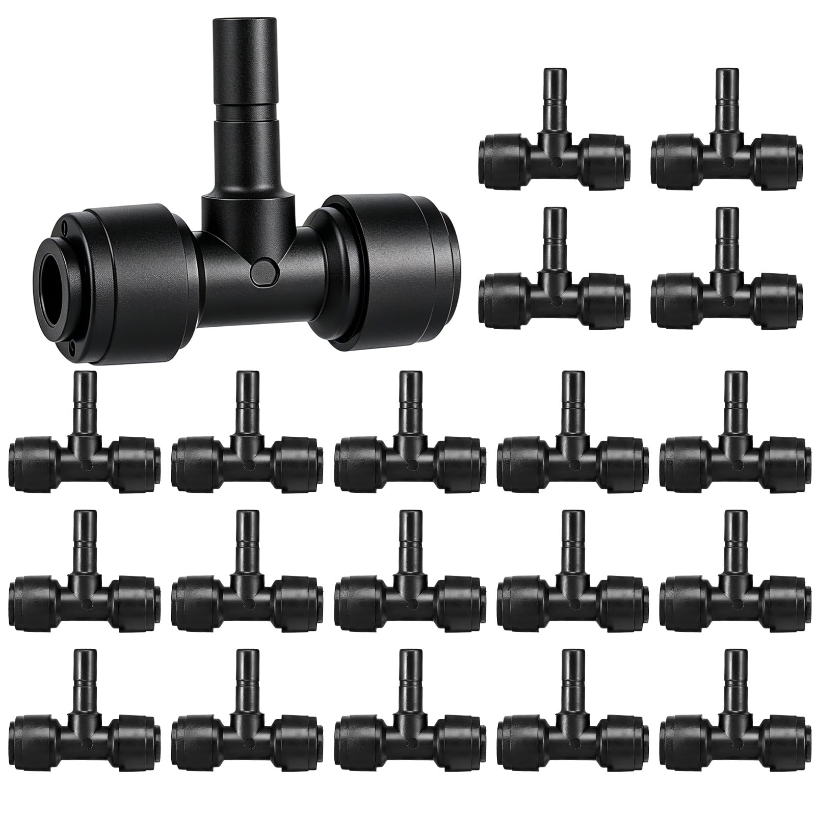 Confezione da 20 raccordi a T a innesto rapido da 1/4", raccordi a connessione Rapida da 1/4", raccordi per nebulizzazione per rettili per acquari, terrari e sistemi di irrigazione.