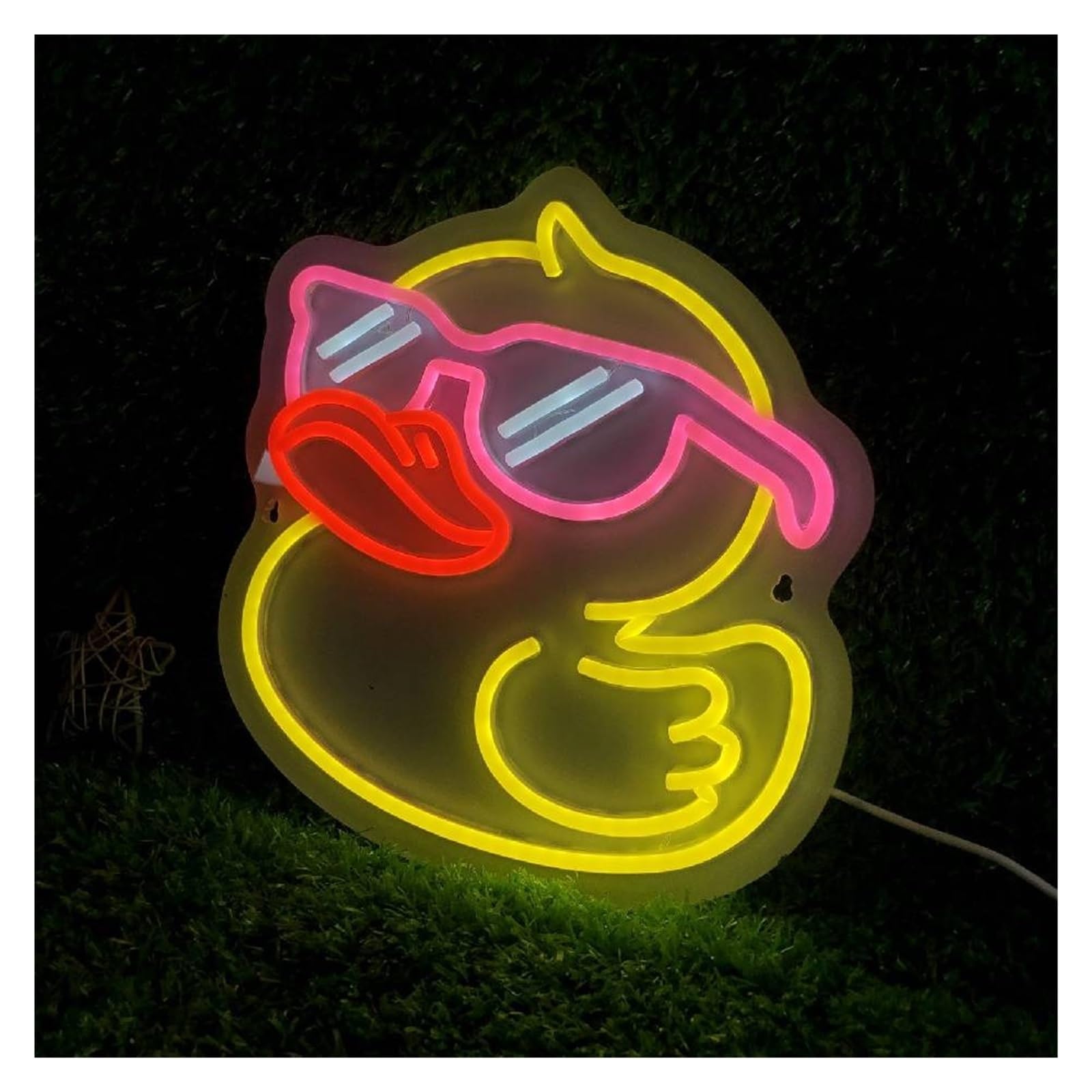 Xenite E Xenit Hanging Art Neon Signs Glasses Duck Neon Sign Usb Powered Adjustabl Brightness Duck Led Neon Lights Suitabl For Hom Shop Decor(,30Cmx30cm)