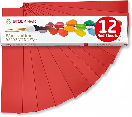 Stockmar Cera de abeja decorativa - Paquete de 12 (rojo carmesí)
