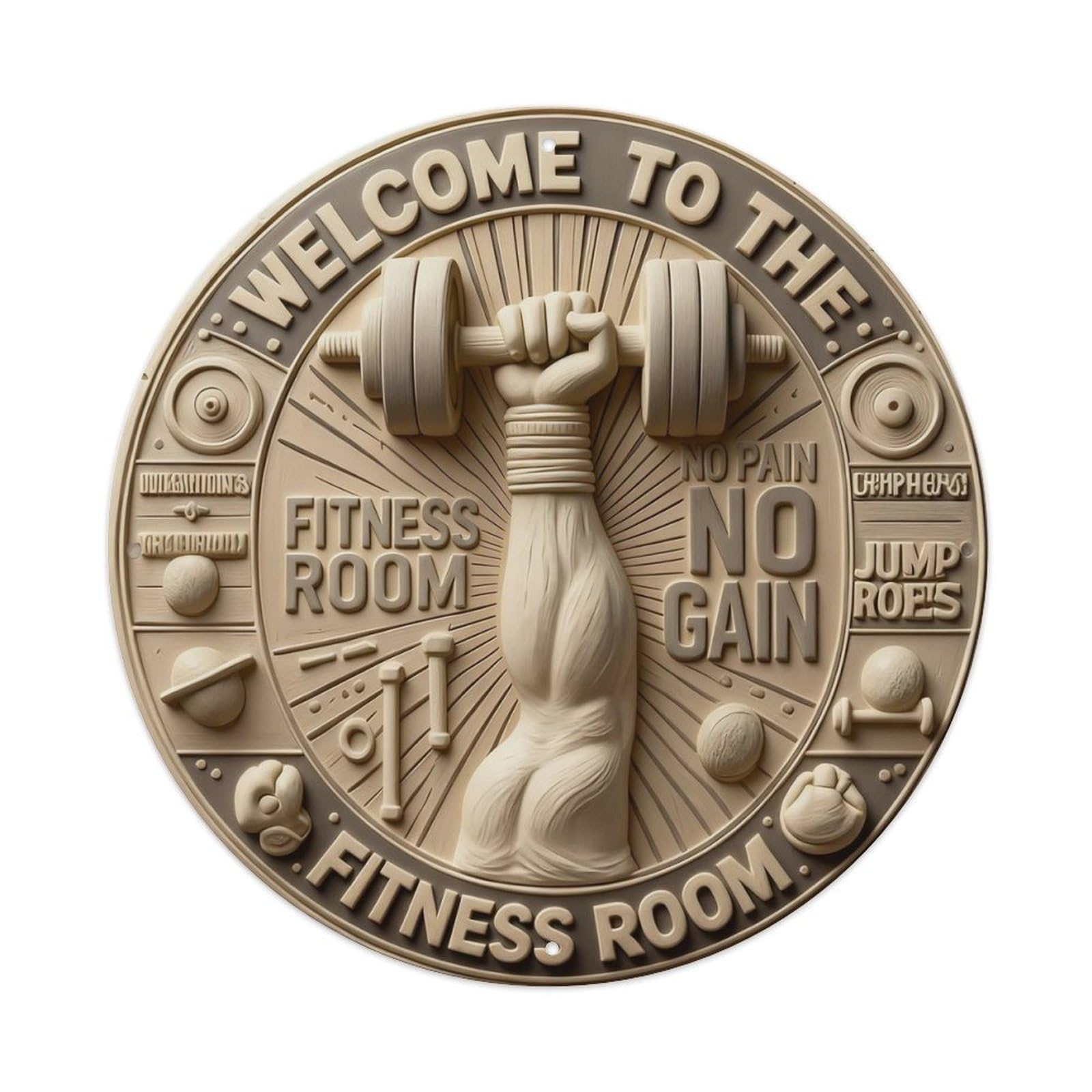 Zlatcbu Vintage Welcome To The Fitness Room Metal Tin Sign Retro Wall Art Poster, Decor For Home Living Room Bar Cafe Garage, 8X8 Inch