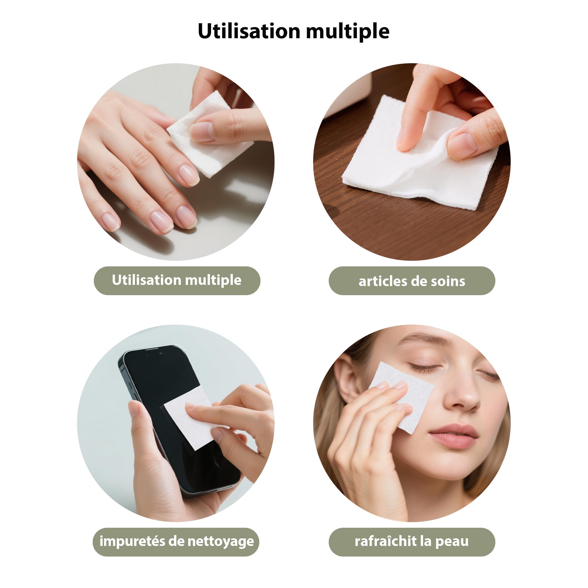 300 Pezzi Pad Unghie per Sgrassare, Dischetti Cotone Senza Pelucchi per Remover Unghie, Salviette Struccanti, Pulizia Pads Unghie per Gel (Bianco)