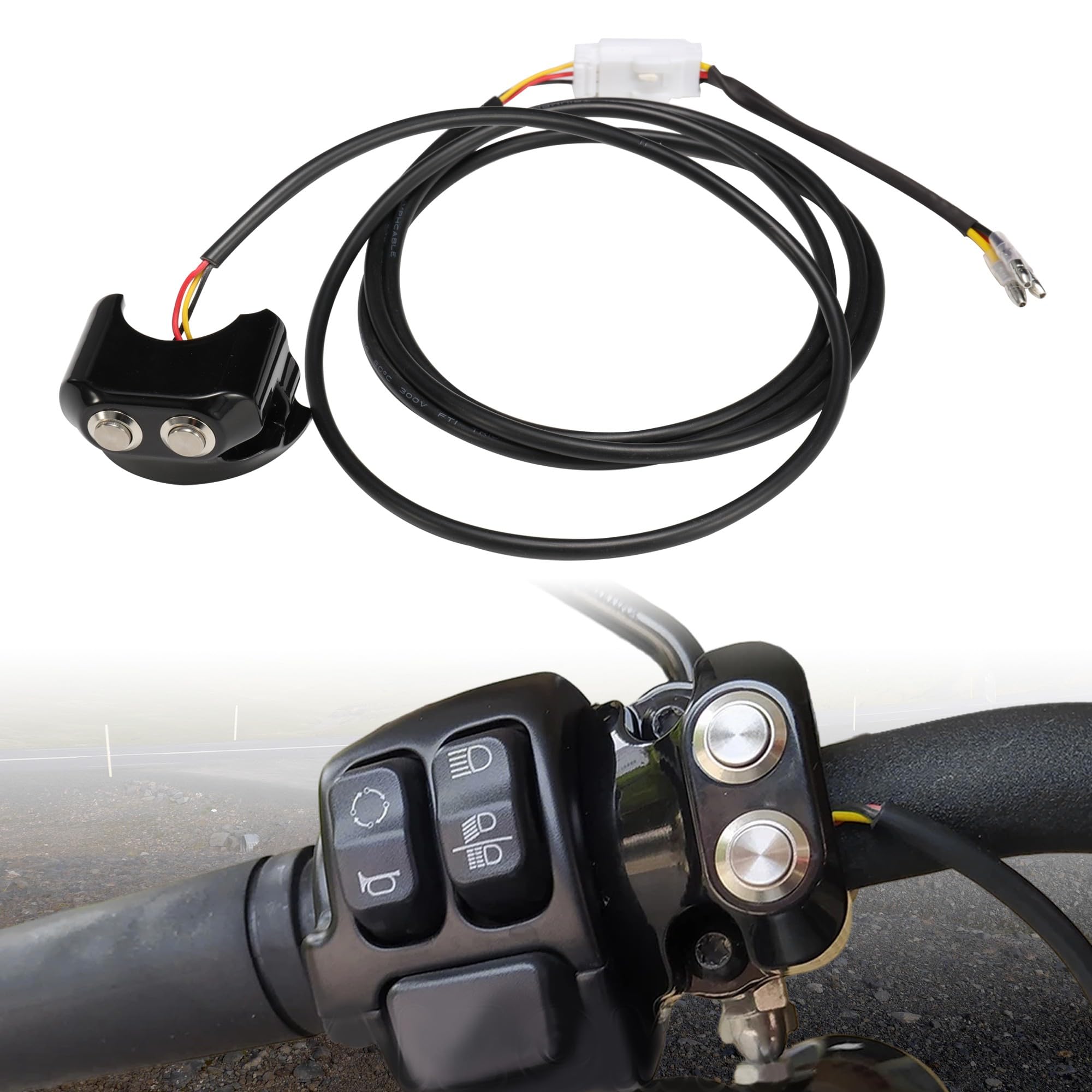 TIGERSAGTE Black 1" Air Ride Switch, Handlebar Switch Motorcycle Air Ride Suspension Control Kit for Harley Dyna V-Rod Touring Sportster with AERO, AERO-A