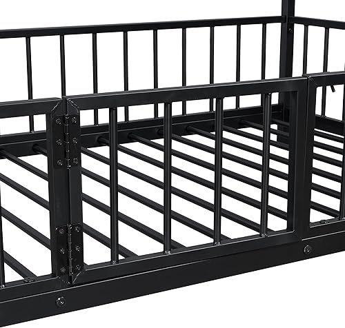 Miniatura 35 de Harper & Bright Designs Literas de metal de tamaño individual sobre individual con tobogán para niños, literas individuales resistentes con escalera