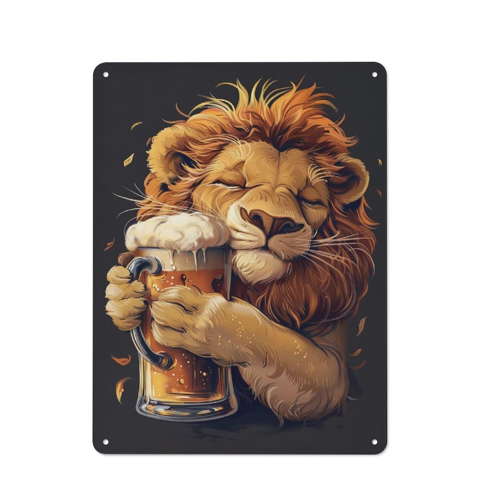 Junmoney Lion Beer Vintage Metal Wall Sign 40X30cm For Café Or Restaurant, For Metal Sign Collectors, For Garage And Workshop Walls
