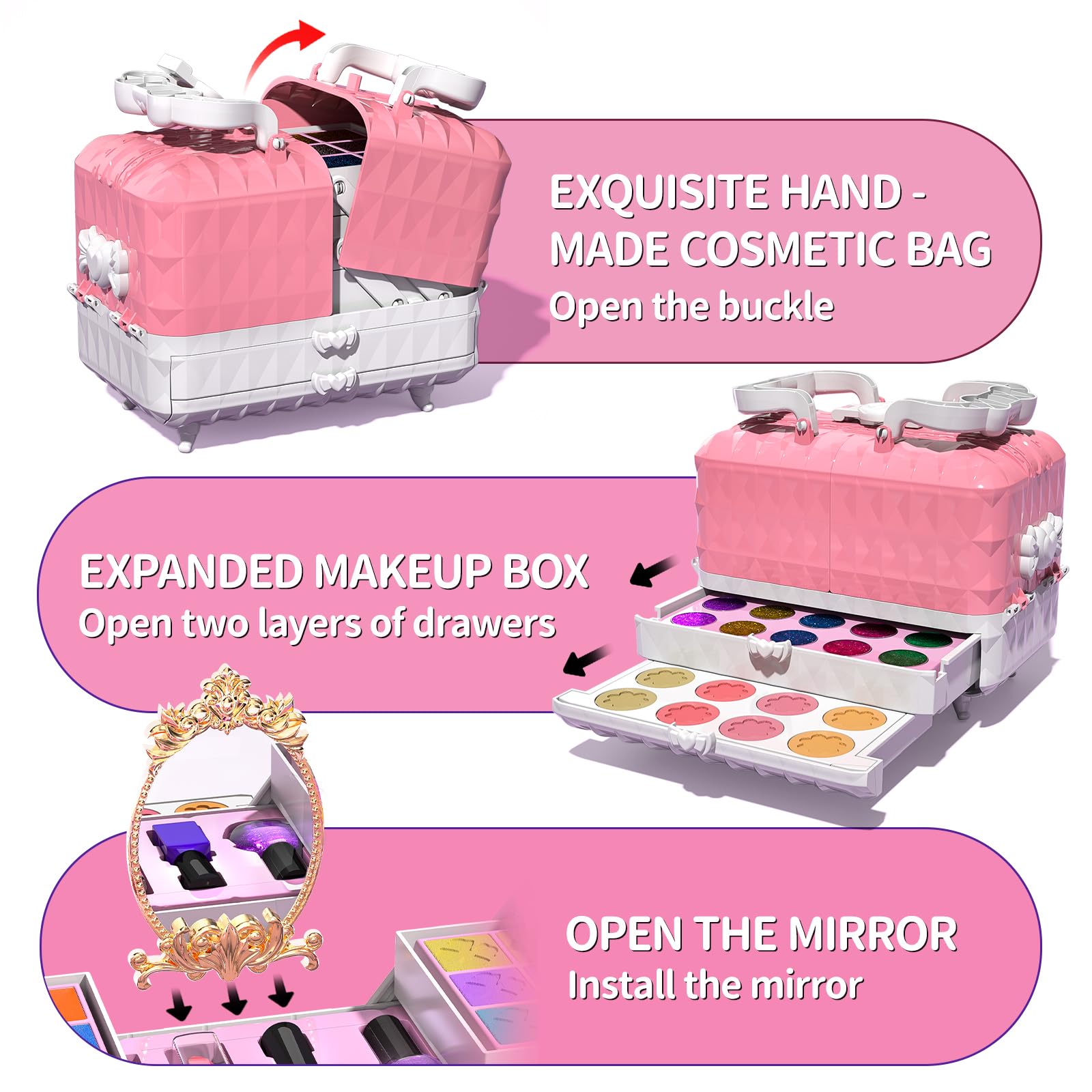 Kit De Maquillaje Lavable De 23 Piezas Para Niñas – Cosméticos No Tóxicos Con Bolso De Unicornio, Regalo De Cumpleaños Y Navidad