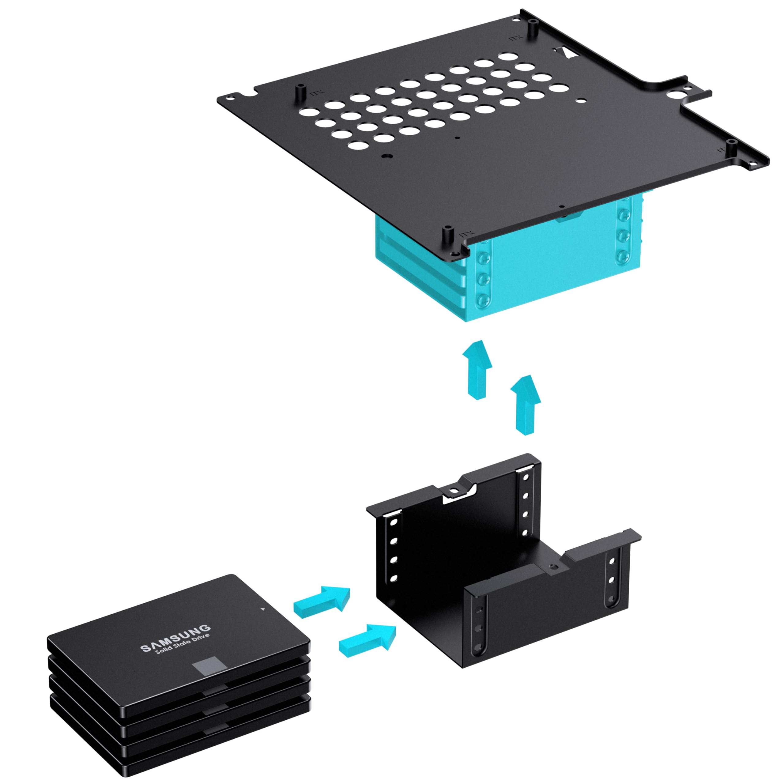 Jonsbo N10 Case PC Nero – Mini-Tower per Mini-ITX, con 2 ventole, fino a 4 SSD da 2,5 pollici, case compatto per HTPC, NAS e sistemi office
