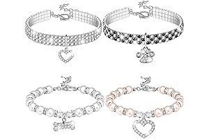 4 Pieces Pearl Dog Collar Necklaces for Dogs and Cats Small Girls