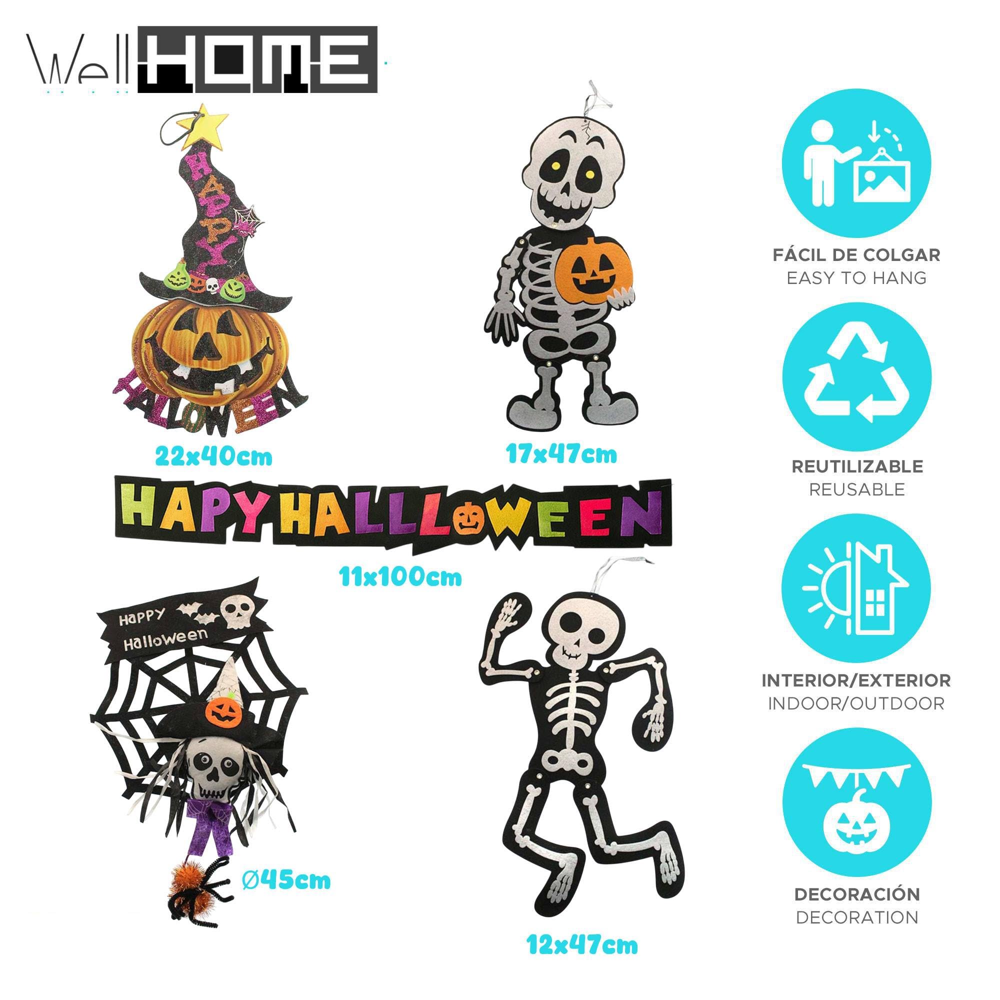 Well Home Halloween Deko - 5 Hängende Figuren + Girlande