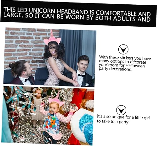 Miniatura 2 de FOMIYES 1 diadema de unicornio iluminada para niñas, bandas elásticas para el cabello, diademas para el día del cabello, diadema de orejas de cuerno