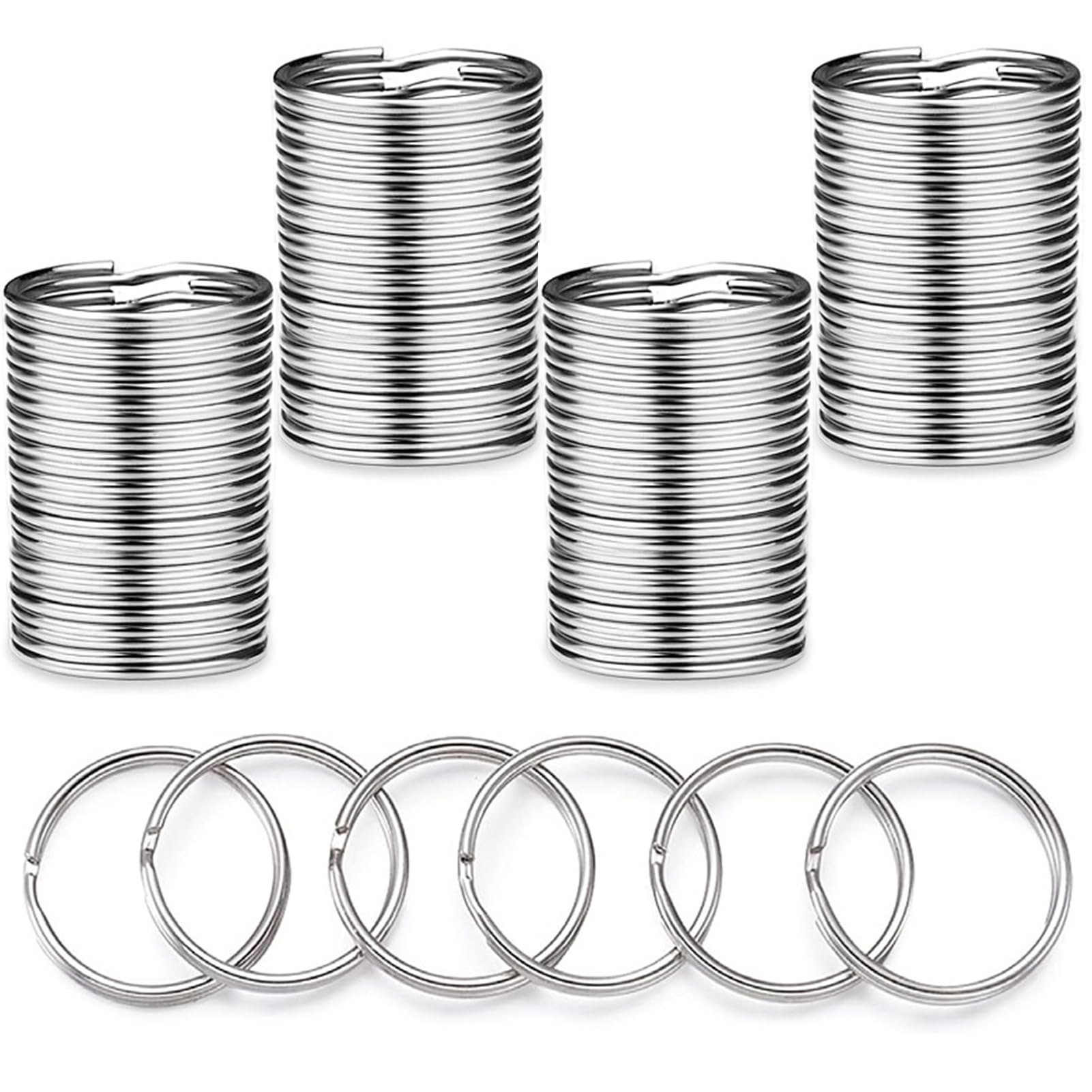 Keyring Rings 20mm Split Rings for Keyrings 100PCS Small Metal Plain Keyrings Connectors for Home Keys Organization and DIY Craft Making Car Key, Silver (20mm)