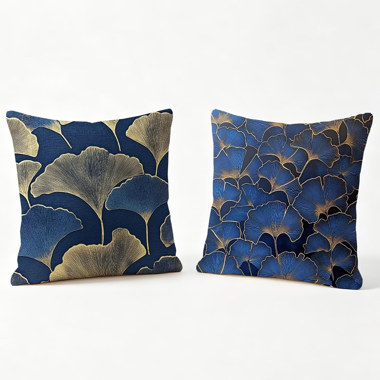Housses de coussin velours 50x50 bleu ginkgo pour sublimer le canapé