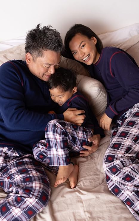 PajamaGram Christmas Pajamas For Family - Matching Family Pajamas, Navy, Men MD