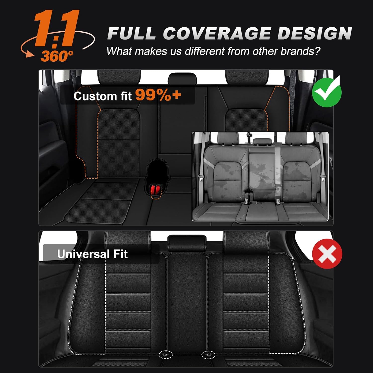 AOMSAZTO Custom Fit Seat Covers for Chevy Colorado & GMC Canyon 2023 2024 2025 2026 Faux Leather Crew Cab Only Full Set 5 Seats, Black