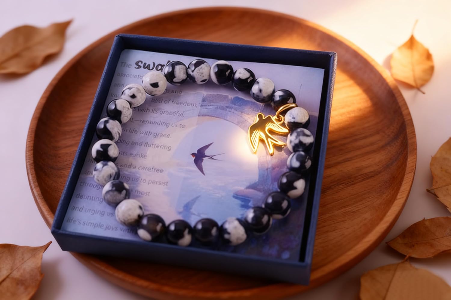 Flying Swallow Bracelet Bird Jewelry Natural Stone Orca Beads Swallow Bird Freedom Symbolic Jewelry Spring Summer Gift - Image 3