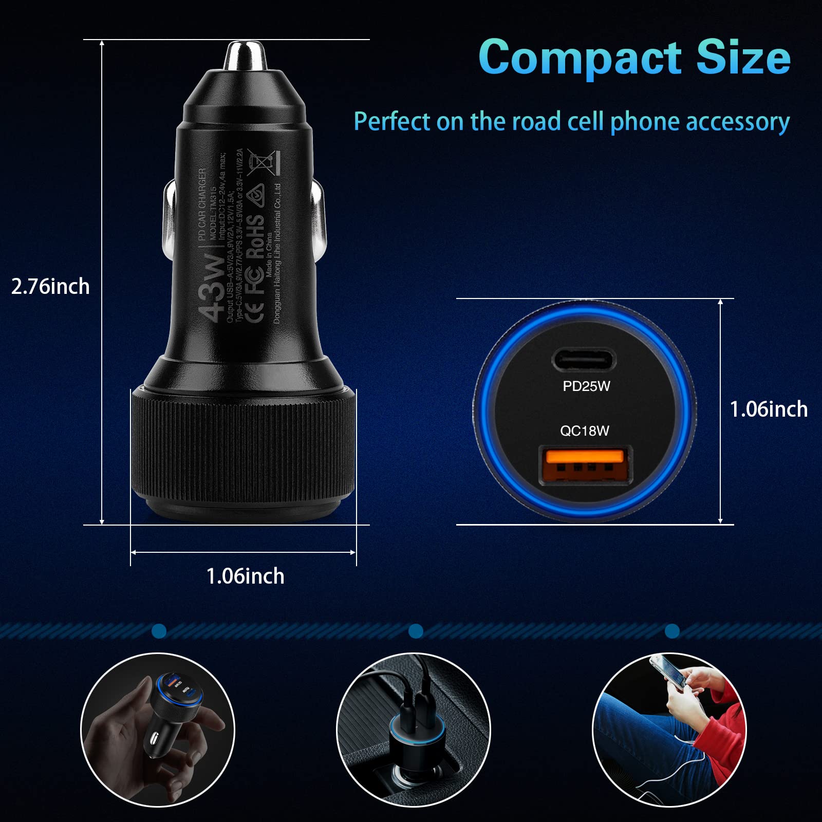 Amazon.co.jp: USB C 高速充電器 43W iPhone 車用充電器 【2個パック