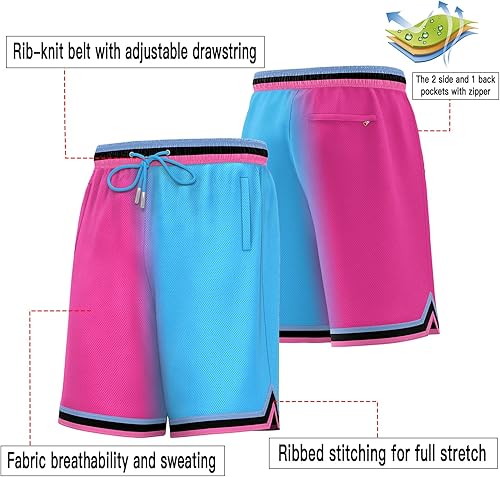 Miniatura 7 de KXK Pantalones cortos de baloncesto de malla para hombre pantalones cortos deportivos para gimnasio correr entrenamiento con bolsillos