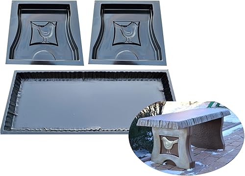 SvitMolds Juego de 3 piezas de molde de hormigón banco de jardín banco superior largo 40 "2 piezas patas patio al aire libre patio, jardín, césped