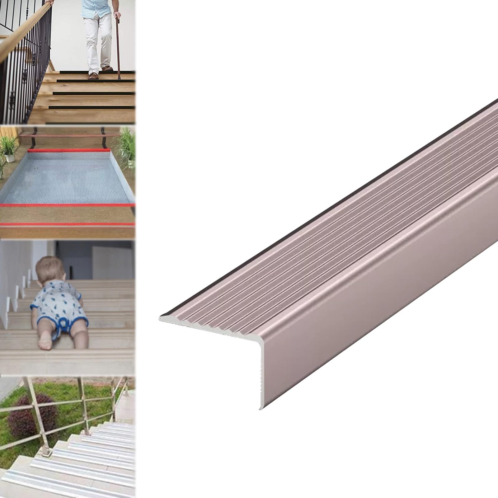 LIYI929GP Tira De Transición De Borde De Escalera Antideslizante, Perfil De Borde De Escalera, Protección contra La Intemperie, Escaleras De Aluminio Que Cubren Decoración del BOR, Fácil De Instalar