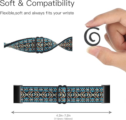 Miniatura 39 de YONWORTH - Banda elástica ajustable para reloj compatible con Fitbit Charge 2. Correa de nailon elástica, suave para muñecas. Pulsera deportiva