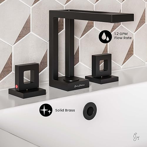 Miniatura 4 de Swiss Madison Well Made Forever SM-BF97MB, Pierre Widespread, doble mango, grifo de baño en negro mate