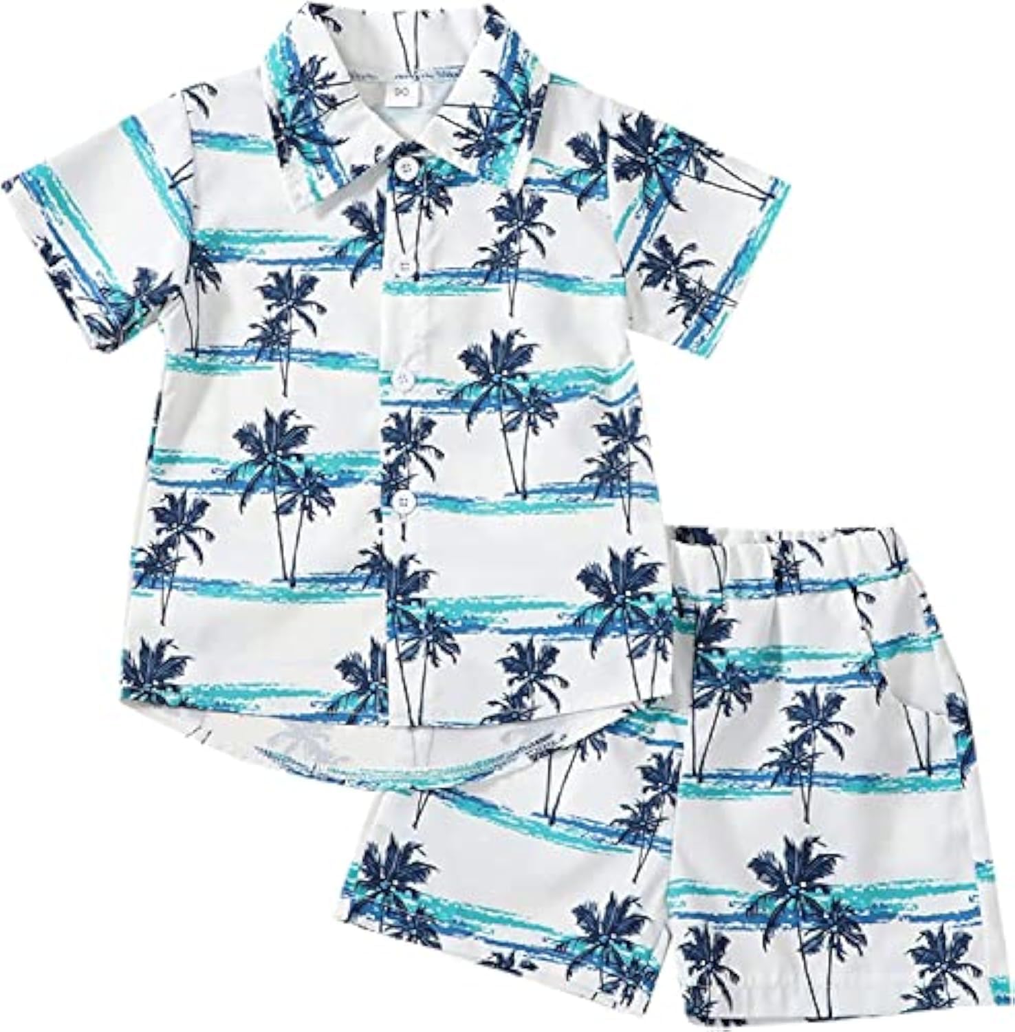 Western Toddler Boy Clothes Short Sleeve Coconut Tree Button Down Shirt Tops+ Hawaiian Country Shorts Summer Outfits