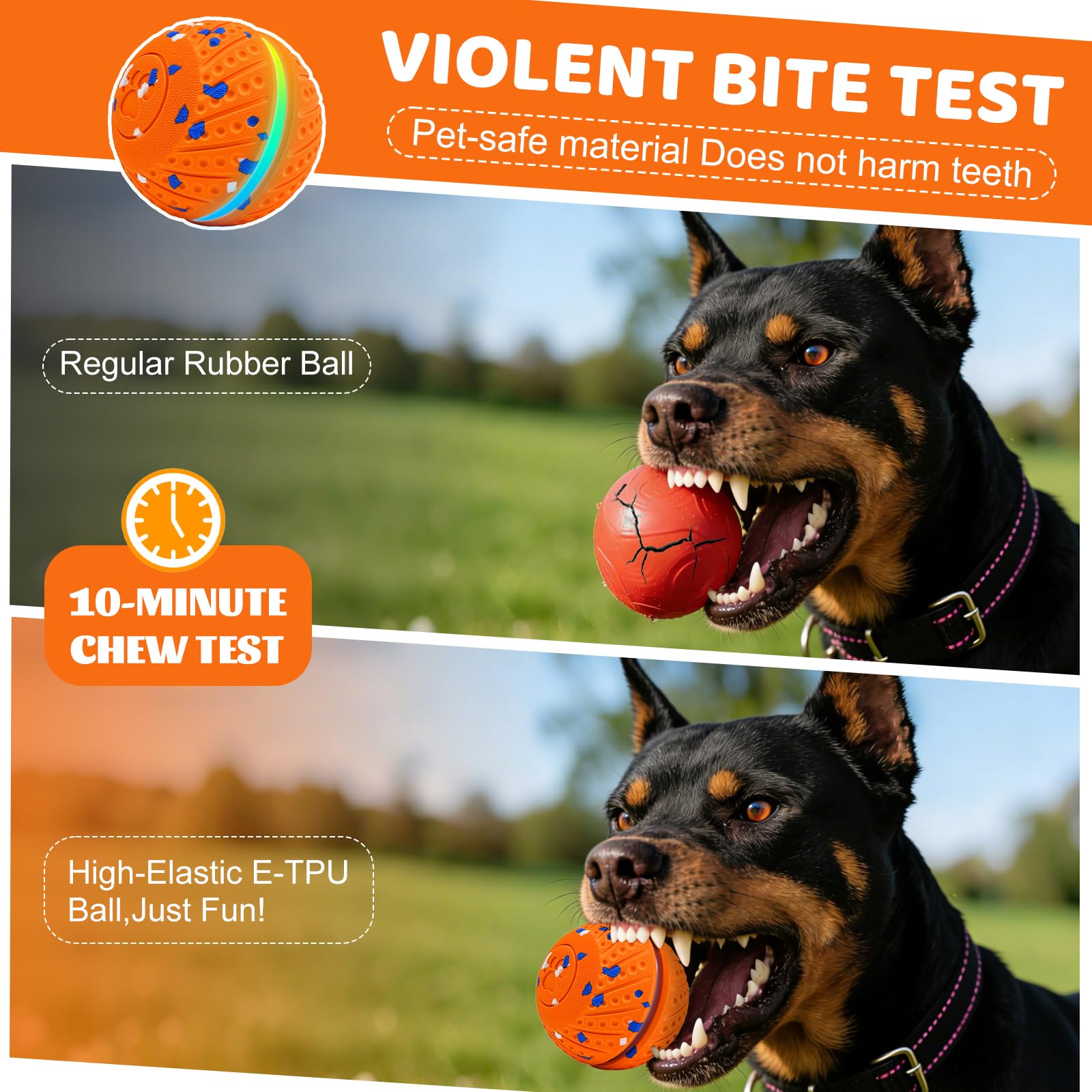 Jouet intelligent interactif pour chien avec lumière et 3 modes de jeu pour chiens de taille moyenne et grande