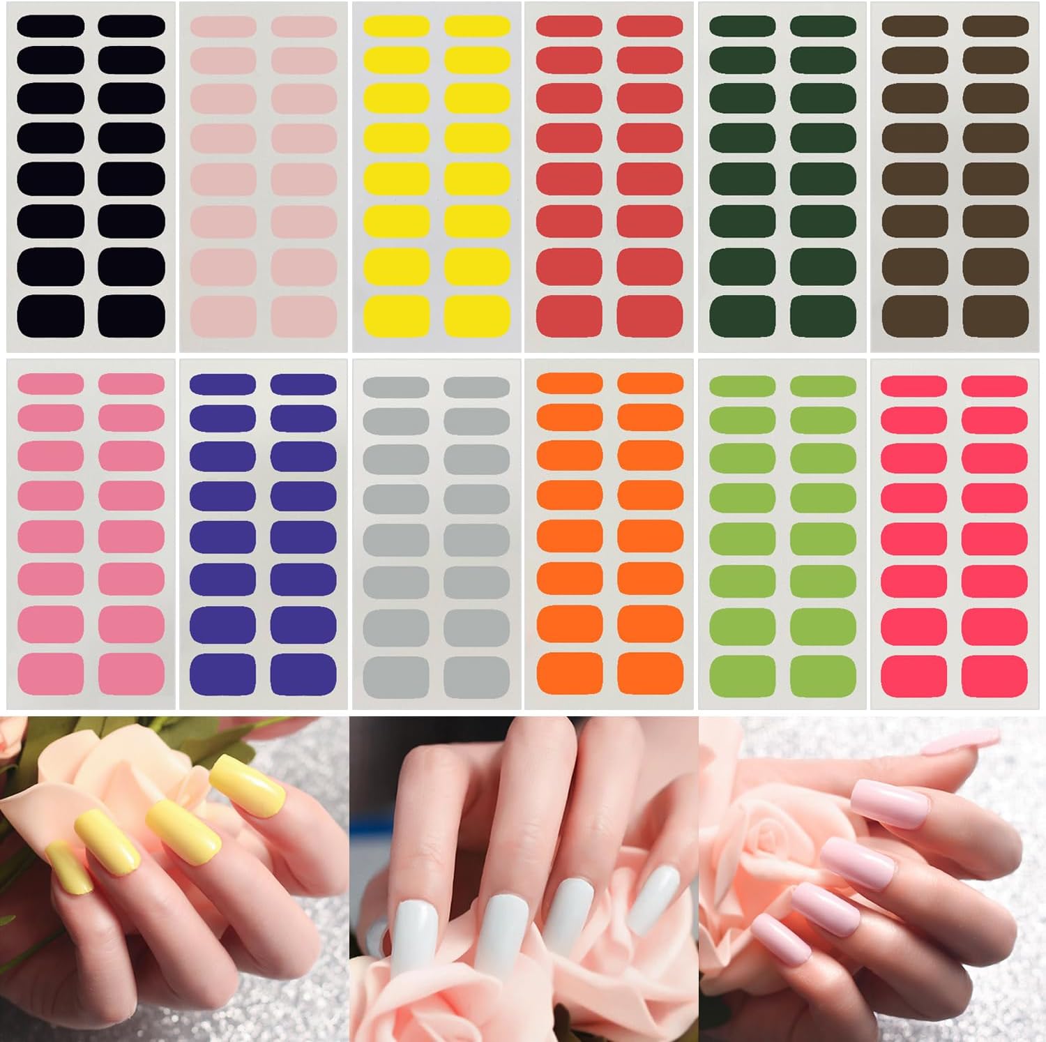 KTAABTR 12 Sheets Nail Wraps Stickers Color Nail Polish