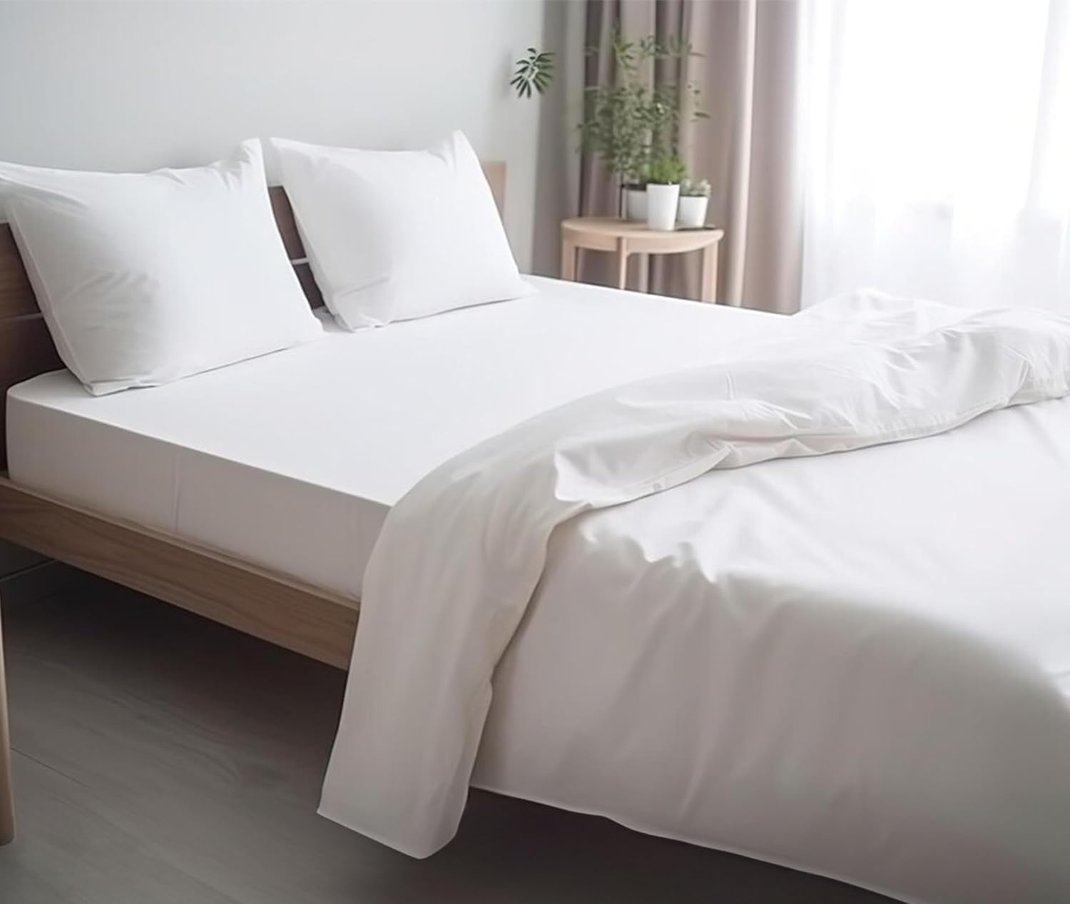 Clementine 6 PC Organic Infused Viscose derived from Bamboo Soft Breathable Bed Sheets White Queen