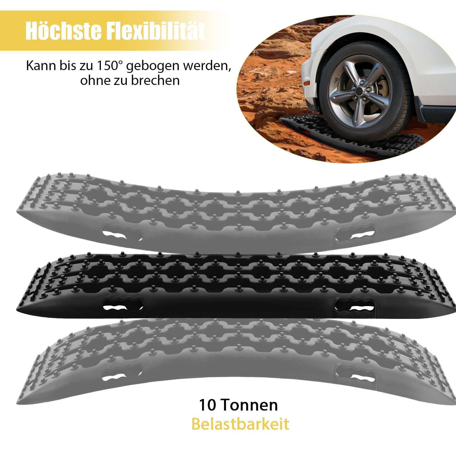 Set 2 Tappetini Da Trazione Per Auto (max 10T) - Per Fango, Sabbia, Neve, 58x31 Cm, Nylon, Rosso