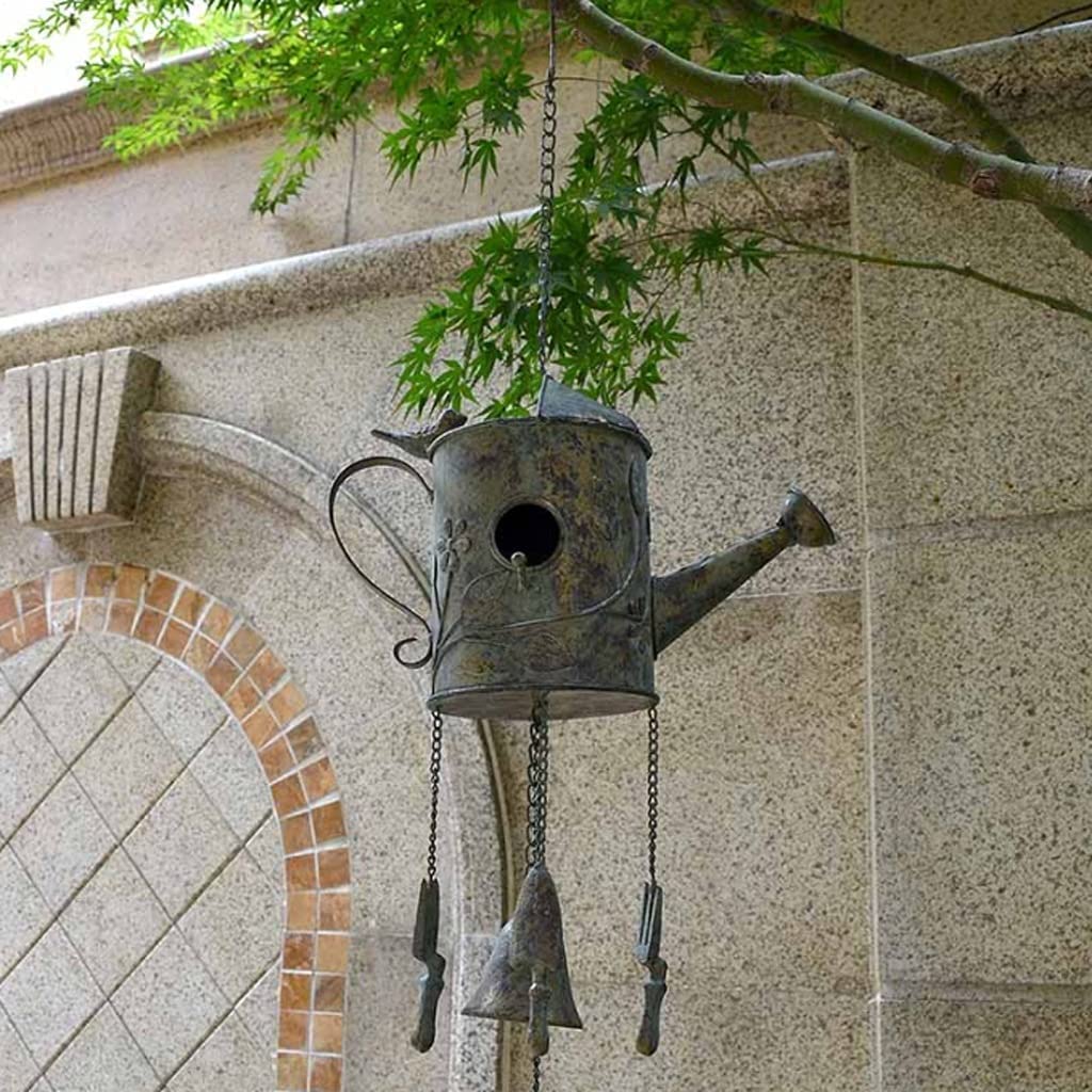 Modernes Windspiel, Terrasse, Retro Schmiedeeiserne Wasserkocher Windspiele Windglocken Outdoor Memorial Garden Home Yard Veranda Hängende Dekoration Gartenornamente