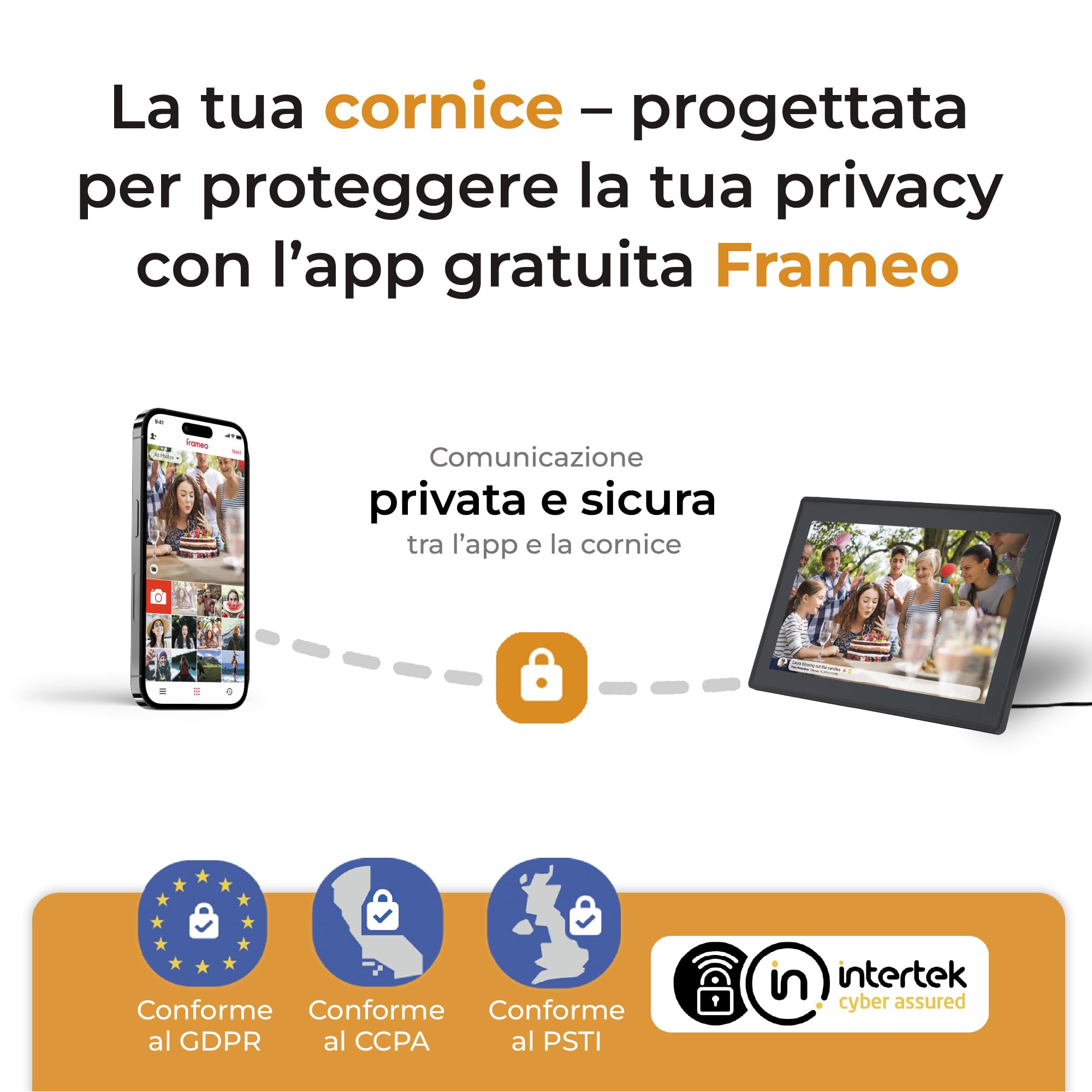 Denver PFF-1515B - Cornice digitale Wi-Fi - Schermo touch screen Full HD IPS da 15,6 pollici, software FRAMEO integrato, condivisione wireless, spegnimento notturno automatico, memoria da 16 GB, nero