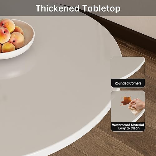 Miniatura 5 de Mesa redonda blanca de 31.5 pulgadas, mesa de comedor moderna de tulipán, mesa de centro de mediados de siglo para sala de estar Blanco,Negro