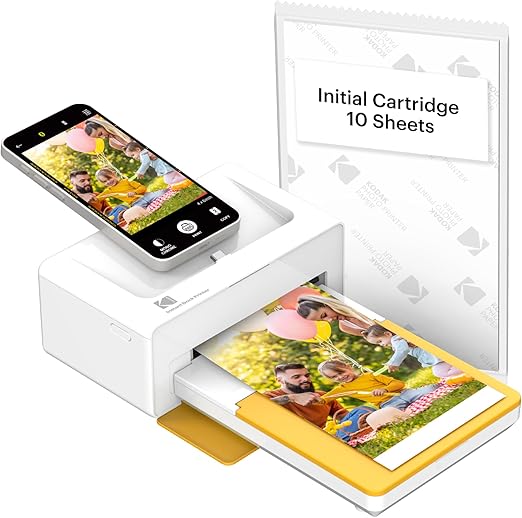 KODAK Dock Plus 4PASS Instant Photo Printer (4x6 inches) + 10 Sheets