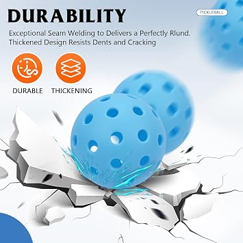 Pickleball Balls 6 Pack | 12 Pack- 40 Holes Outdoor Pickleball with Bag, Perfectly Balanced, High Bounce, Crack-Resistance,USAPA Standard - Multiple Colors