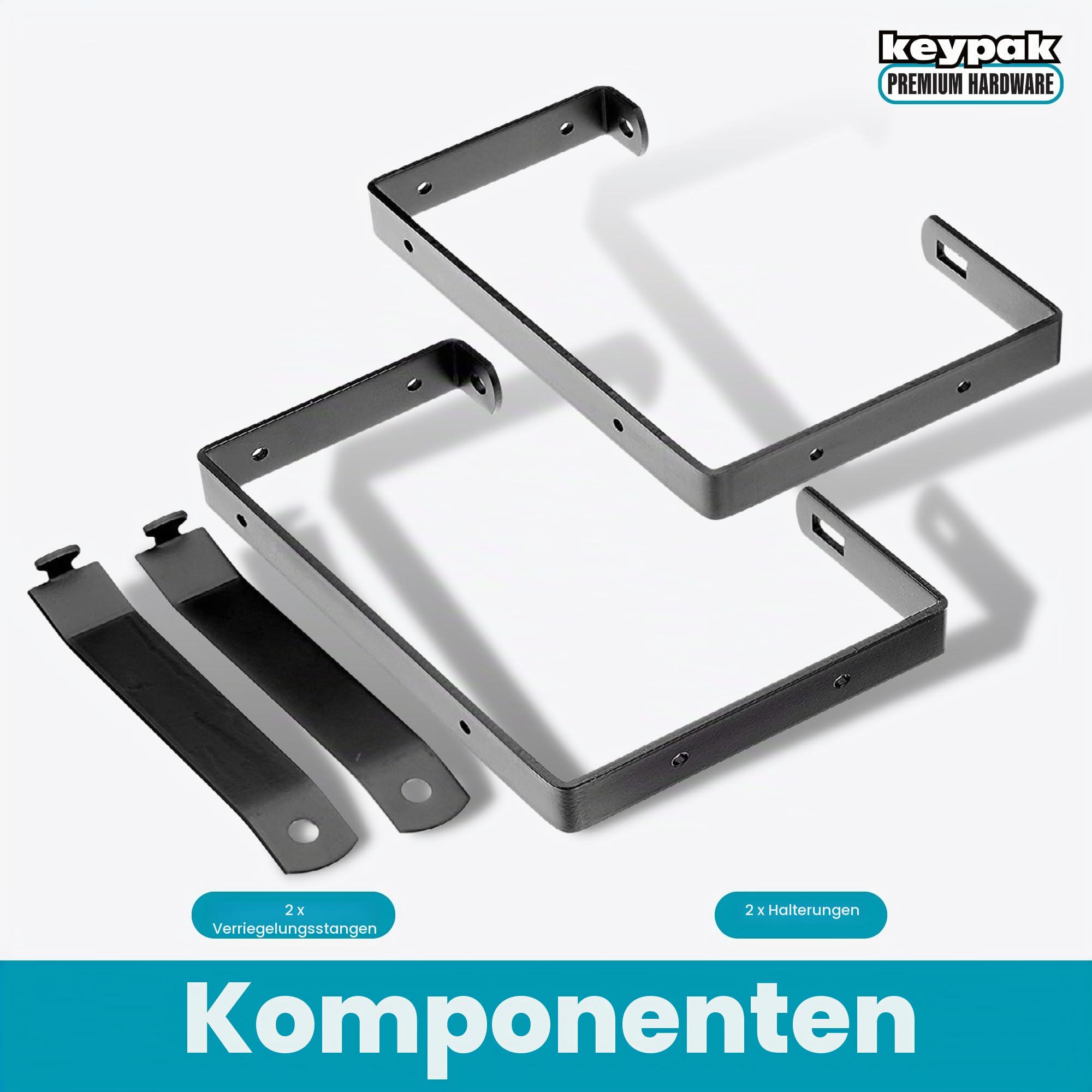 Keypak Universal-Wandleiter-Halterungen, abschließbar, sichere Aufbewahrung, 170 x 235 x 30 mm, Schwarz, 2er-Pack