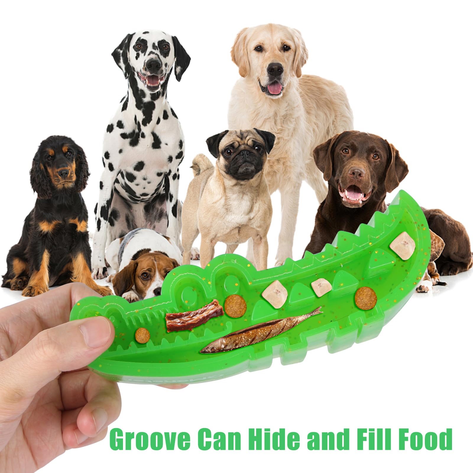 LALASTYLE Dog Fillable Chew Toy, Slow Feed Chew and Fetch Crocodile, Tough Chew Toys - Image 4